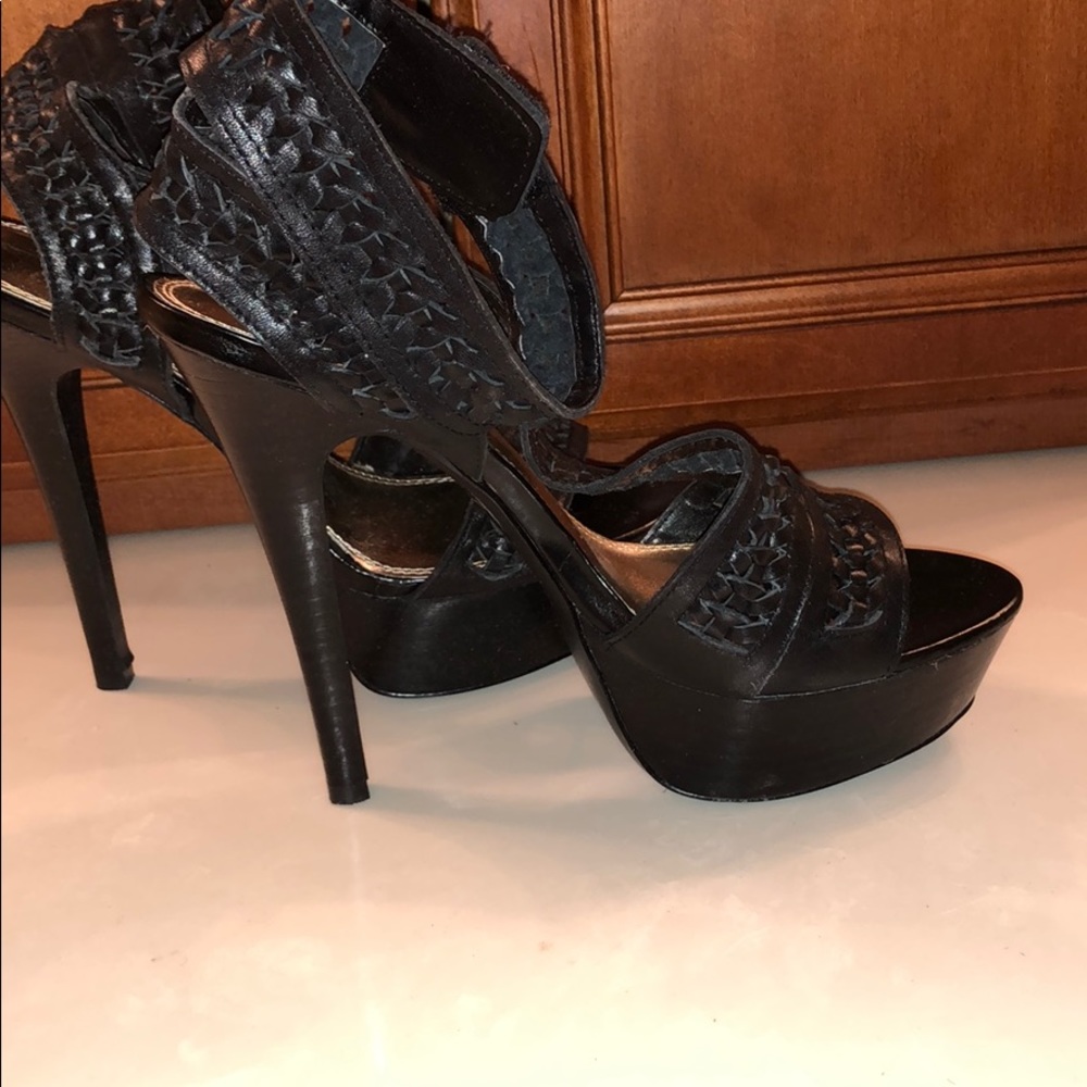 Bakers Black Leather Brigitte Platform Heels